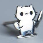 تصویر پیرسینگ نقره گربه چاقویی 