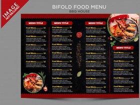 تصویر منو رستوران دو لت – Bbq house food menu inside bifold 