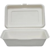 تصویر ظرف یکبار مصرف کاغذی باگاس مدل تک پرسی درب دار پيکنيک 