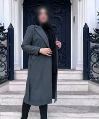 تصویر پالتو زنانه طوسی و مشکی 