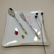 تصویر سرویس قاشق و چنگال ۳۰ نفره سولینگن مدل دهنه اروپایی ۱۴۶ پارچه طرح ناخنی طلایی 