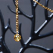 تصویر گردنبند سیترین با زنجیر استیل ۵۰ سانتی‌متر 