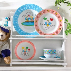 تصویر سرویس چینی زرین 1 نفره کودک پریا آبی و صورتی (5 پارچه) Zarin Iran ItaliaF Paria 5 Pieces Porcelain Kid Dinnerware Set