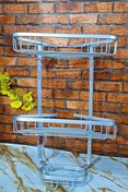 تصویر شلف کنج حمام آلومینیومی 2 طبقه مارک اطلس - نقره ای 