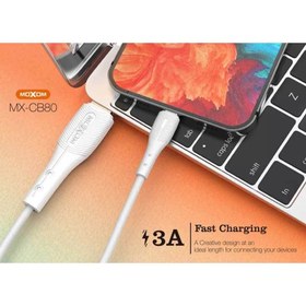 تصویر کابل شارژ USB به TYPE-C موکسوم مدل MX-CB68 طول 0.3 متر MOXOM MX-CB80 USB TO TYPE-C CHARGING CABLE 0.3M