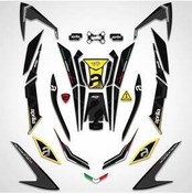 تصویر محافظ باک و برچسب زرد APRILIA SR GT 200 125 مجموعه سیاه کامل Redline Grafik 