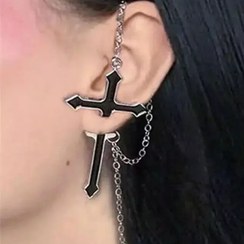 تصویر گوشواره صلیب جدید بزرگ / زنجیر و آویز دار دخترانه زنانه 