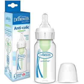 تصویر شیشه شیر طلقی دکتر براونز آپشن پلاس 120 میل شیشه شیر مدل طلقی باریک ظرفیت 120 میلی لیتر