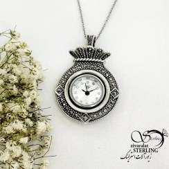 تصویر پلاک ساعت نقره (سیاه قلم) کد 19642 