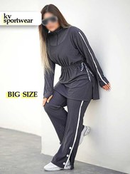 تصویر ست مانتو شلوار سایز بزرگ اسپرت ورزشی زنانه کد 003 Womens big size sports coat and pant set code 003