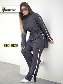 تصویر ست مانتو شلوار سایز بزرگ اسپرت ورزشی زنانه کد 003 Womens big size sports coat and pant set code 003