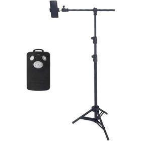 تصویر سه پایه موبایل مادوکس Madox mobile tripod holder G2 + ریموت کنترل بلوتوثی موبایل یانتنگ 