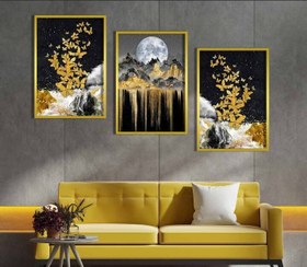 تصویر تابلو نقاشی رنگ روغن، تابلو سه تکه، تابلو ست 