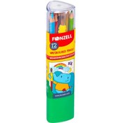 تصویر مداد رنگی 12 رنگ استوانه ای فلزی Kids (برند فونزل) fonzell-6850