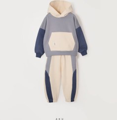 تصویر ست هودی و شلوار آکو سایز ۵ تا ۱۱ سال رنگ سبز و آبی و قهوه ای 