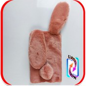 تصویر قاب خزدار خرگوشی پشمالو طرح عروسکی مناسب برای تبلت سامسونگ Tab A8 T295 - صورتی تیره خارجی 