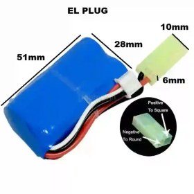 تصویر باتری ماشین کنترلی لیتیومی 7.4v 800mah 14500 Li-ion Battery Mini Tamiya Female Plug 