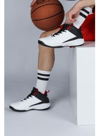 تصویر کفش‌ ورزشی بسکتبال مردانه مدل 28652 در رنگ‌های سفید و مشکی برند jump 28652 White - Black Men's Basketball Sports Shoes