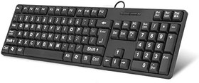 تصویر Large Print Computer Keyboard, 104 Keys USB Wired High Contrast Keyboard with Oversized Print Letters for Seniors, Visually Impaired Low Vision Individuals 