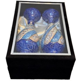 تصویر ست دو عددی گلدان میناکاری ۲۵cm با جعبه جیر 