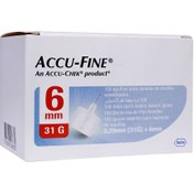 تصویر سرسوزن قلم انسولین اکیوفاین با سوزن 6 میلی متر اکیوچک 100 عدد Accu Fine insulin pen needle 6 mm 100 Pcs