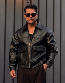 تصویر کاپشن چرم مردانه Haytan دو جیب 