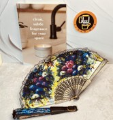 تصویر بادبزن دستی طرح گل کد 7821 