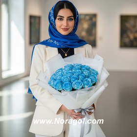 تصویر دسته گل رز آبی 