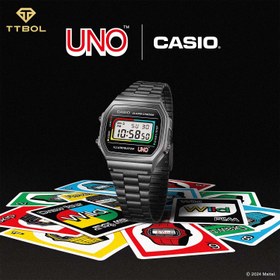 تصویر ساعت مچی کاسیو UNO Vintage مدل A168WEUC-1ADR Casio UNO Vintage Black Edition A168WEUC-1ADR Watch