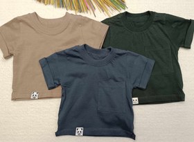 تصویر تیشرت پنبه تک جیب - سبزتیره / سایز 2 