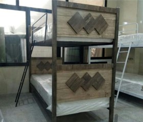 تصویر تخت خواب دو طبقه مدل لوزی بدون تشک بدون کشو 