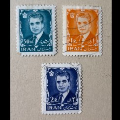 تصویر 3 عدد تمبر ایران- سری 11 پستی محمد رضا شاه- مهر خورده، بدون چسب- دوره پهلوی 
