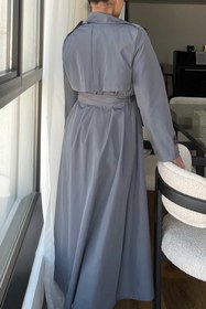 تصویر ترنچ‌کت طوسی نوک‌مدادی 