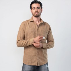 تصویر پیراهن کنفی رنگ نسکافه ای کد 60110 