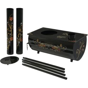 تصویر بخاری هیزمی لعابی طرحدار 