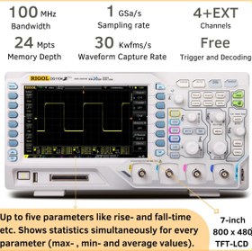 تصویر اسیلوسکوپ فانکشن دار رومیزی DS1104Z-S PLUS ریگول 100 مگاهرتز4 کانال 