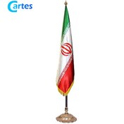 تصویر پرچم تشریفات ایران مخمل با پایه خورشیدی 