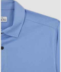 تصویر پیراهن آستین کوتاه بافت مردانه فیت اسلیم برند Defacto Man Slim Fit Woven Short Sleeve Shirt