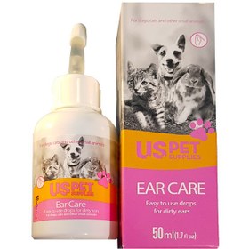 تصویر قطره تمیز کننده گوش سگ و گربه یو اس پت وارداتی 50 میلی USpet Ear Dog & Cat 50ml