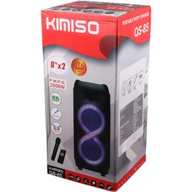 تصویر اسپیکر چمدانی بلوتوثی رم و فلش خور Kimiso QS-85 + میکروفون و ریموت کنترل KIMISO QS-85 WIRELESS SPEAKER WITH MICROPHONE & REMOTE CONTROL