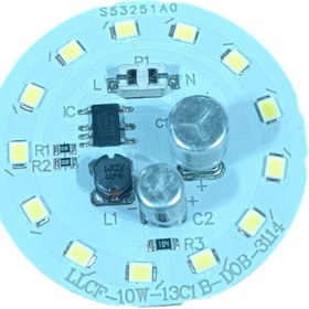 تصویر چیپ ال ای دی DOB گرد 10 وات 220ولت سفید مهتابی تایوانی دوخازن 