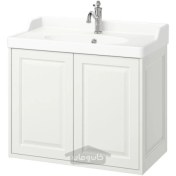 تصویر دستشویی/ روشویی/ شیر آب با درب ایکیا مدل IKEA TÄNNFORSEN / RUTSJÖN رنگ سفید 