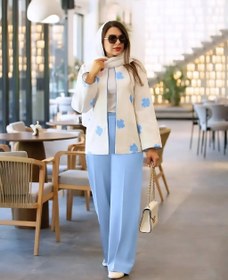 تصویر کت و شلوار زنانه شیک ترند طرح دار 