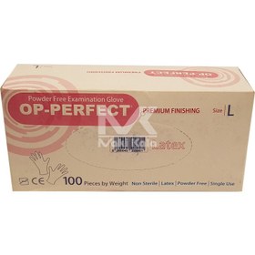 تصویر دستکش لاتکس OP Perfect بسته 100 عددی 