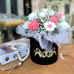 تصویر باکس شمع سفید و صورتی 