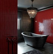 تصویر کاشی مترویی میلانو قرمز سایز ۷.۵ در ۳۰ پرسلان براق 