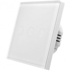تصویر کلید سه پل هوشمند لمسی TUYA سفید با قابلیت کنترل از طریق WiFi و RF 
