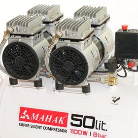 تصویر کمپرسور باد 50 لیتری سایلنت دوموتور 1100 وات محک مدلHSU1100-50L 