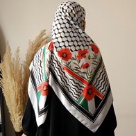 تصویر روسریِ سلام ( چفیه فلسطین ) سفید 