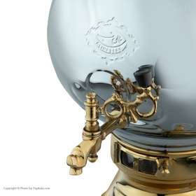 تصویر سماور گازی عالی نسب مدل سهند نفیس طلایی Alinasab Sahand Nafis gold Gaslight Samovar 8 Liter